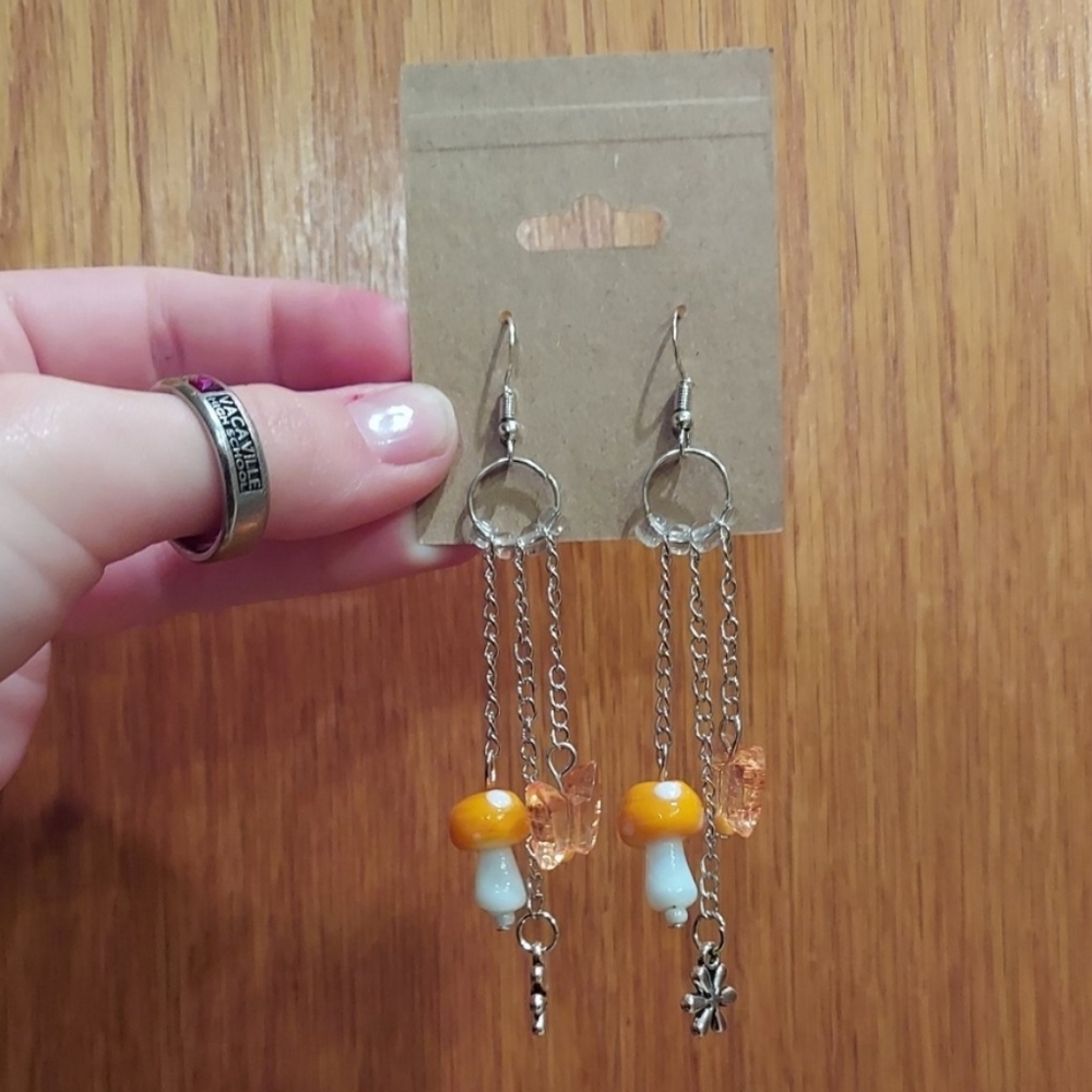 Glass mushroom earrings
